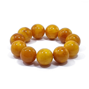 Antique Amber Round Beads Stretch Bracelet