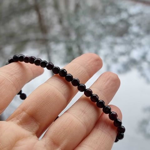 Cherry Amber Round Faceted Beads Stretch Bracelet