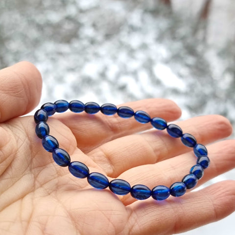 Blue Amber Small Nugget Stretch Bracelet