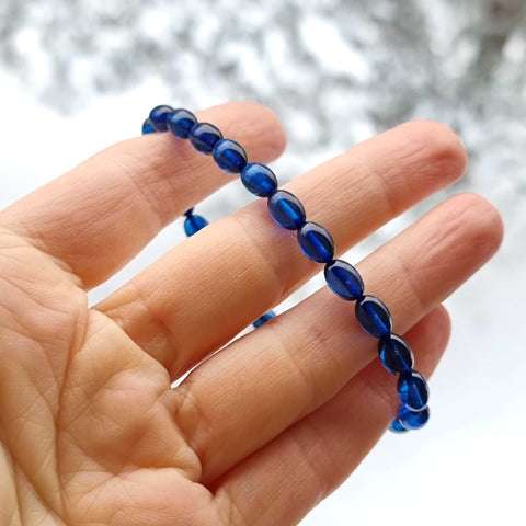 Blue Amber Small Nugget Stretch Bracelet