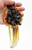Gradient Amber Flower Necklace 14K Gold Plated