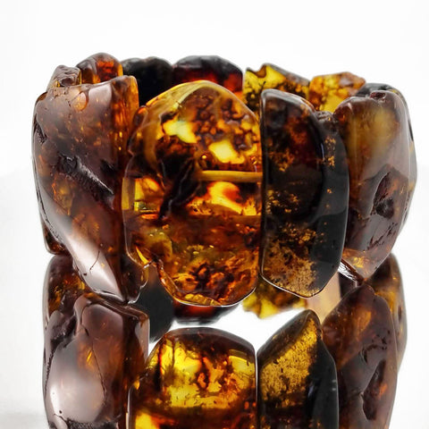 Natural Amber Free Shape Cabochon Beads Stretch Bracelet