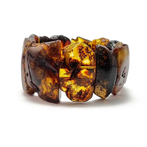 Natural Amber Free Shape Cabochon Beads Stretch Bracelet