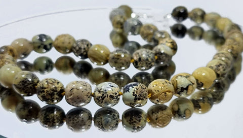 Milky Fossil Amber Olive Beads Necklace Sterling Silver