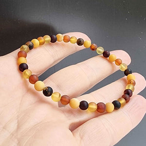 Multi-Color Amber Round Beads Stretch Bracelet