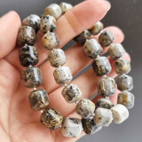 Milky Fossil Amber Barrel Beads Stretch Bracelet