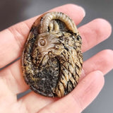 Milky Fossil Amber Carved Goat Cabochons