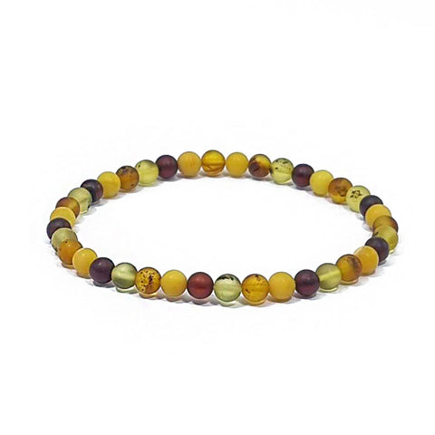 Multi-Color Amber Round Beads Stretch Bracelet