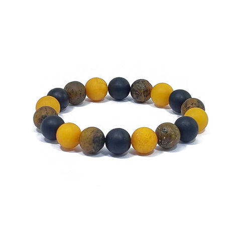 Multi-Color Amber Round Beads Stretch Bracelet