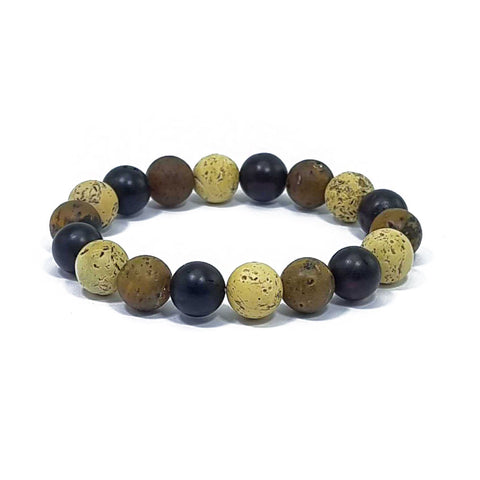 Multi-Color Amber Round Beads Stretch Bracelet