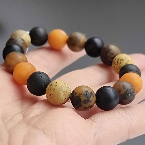 Multi-Color Amber Round Beads Stretch Bracelet