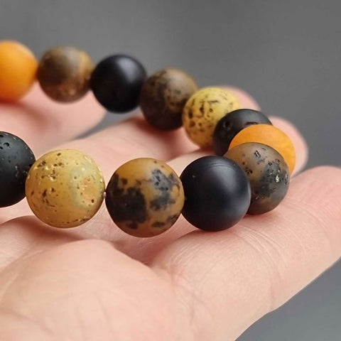 Multi-Color Amber Round Beads Stretch Bracelet