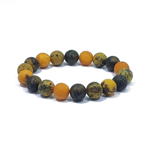 Multi-Color Amber Round Beads Stretch Bracelet