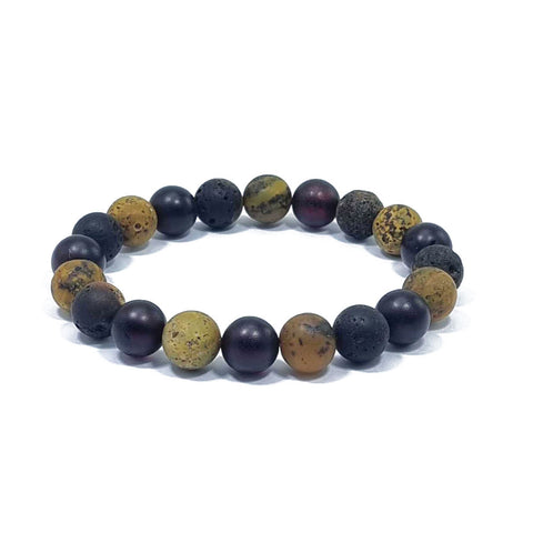 Multi-Color Amber Round Beads Stretch Bracelet