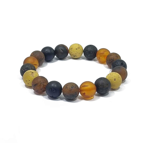 Multi-Color Amber Round Beads Stretch Bracelet