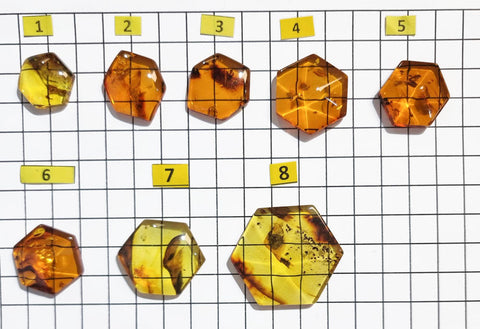 Cognac Amber Free Shape Hexagon Cabochons