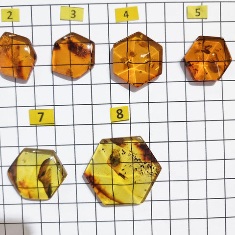 Cognac Amber Free Shape Hexagon Cabochons