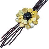 Multi-Color Amber Flower Necklace 14K Gold Plated