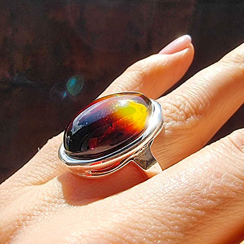 Gradient Amber Free Shape Adjustable Ring Sterling Silver