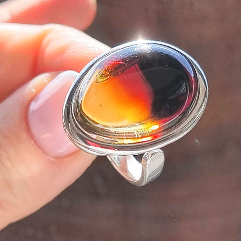 Gradient Amber Free Shape Adjustable Ring Sterling Silver