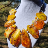 Antique Amber Tumbled Stone Beads Necklace