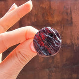 Cherry Amber Slab Adjustable Ring Sterling Silver