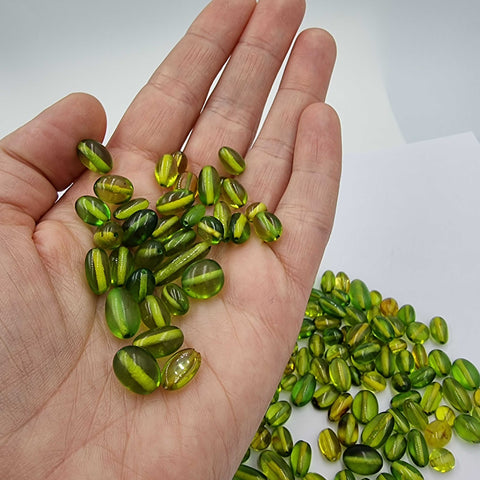 Green Amber Nuggets Beads