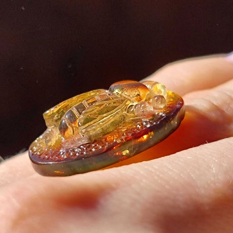 Fossil Amber Carved Bee Cabochons