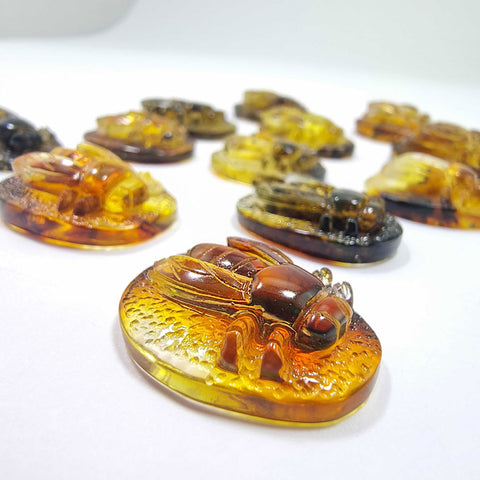 Fossil Amber Carved Bee Cabochons