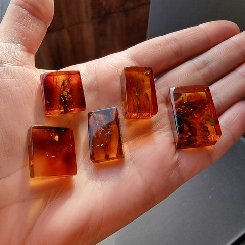 Cognac Amber Rectangular Free Shape Cabochons