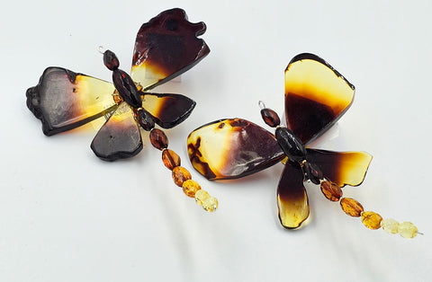 Gradient Amber Dragonfly Brooch - Pendant