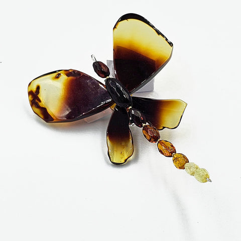 Gradient Amber Dragonfly Brooch - Pendant