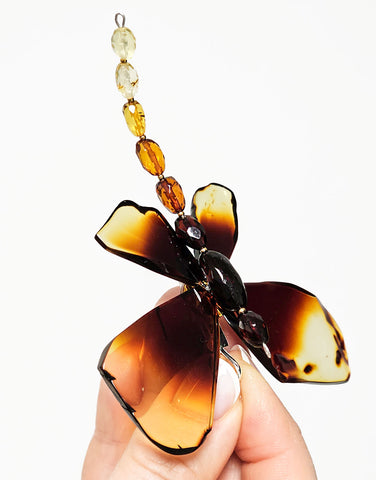 Gradient Amber Dragonfly Brooch - Pendant