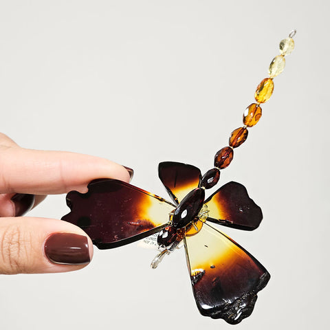 Gradient Amber Dragonfly Brooch - Pendant