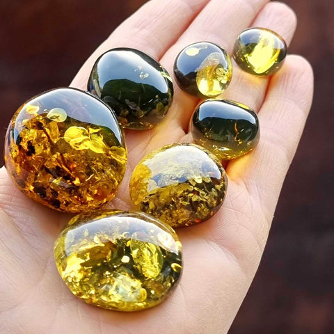 "Earth Stone" Green Amber Free Shape Cabochons