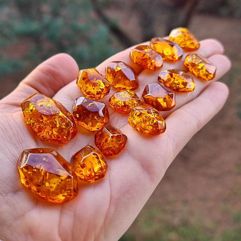 Cognac Amber Faceted Cut Shape Cabochons