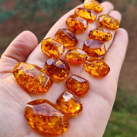 Cognac Amber Faceted Cut Shape Cabochons