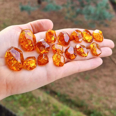 Cognac Amber Faceted Cut Shape Cabochons