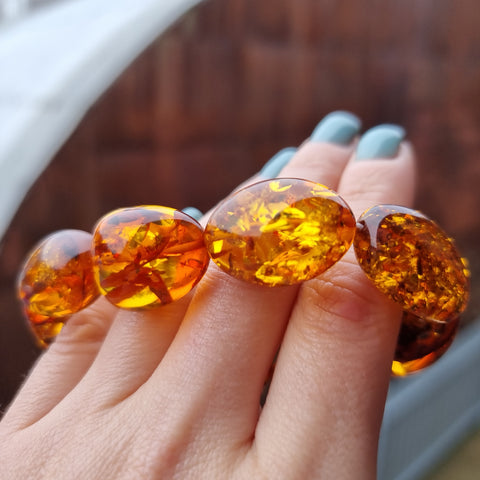 Cognac Amber Nugget Stretch Bracelet