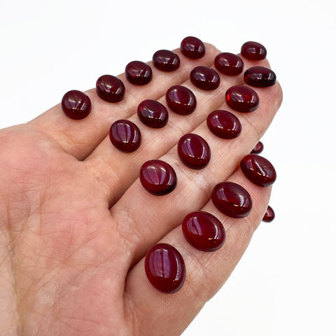 Red Amber Calibrated Oval Cabochons