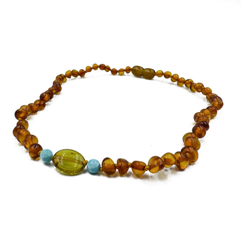 "KIDDO" Cognac Amber Baroque Beads Baby Necklace