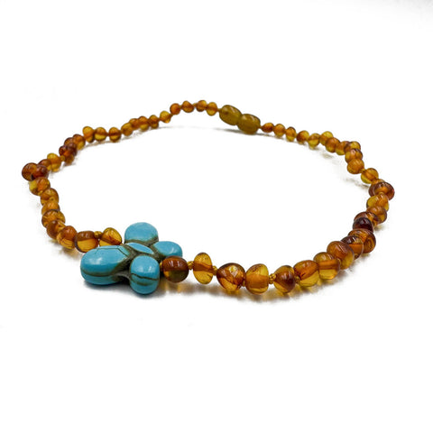 "KIDDO" Cognac Amber Baroque Beads Baby Necklace