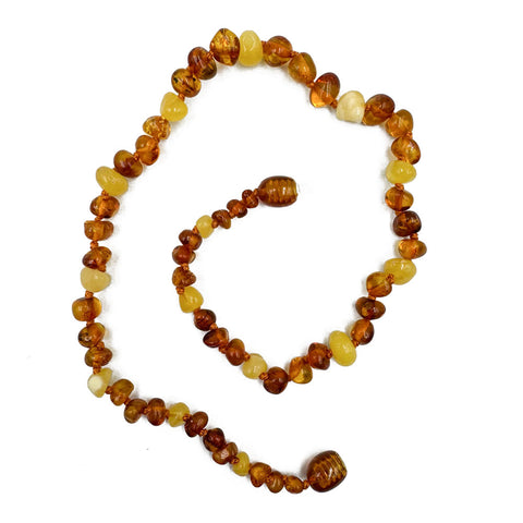 "KIDDO" Milky & Cognac Amber Baroque Beads Baby Necklace