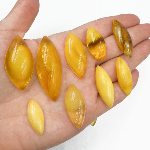 Milky Amber Marquise Shape Cabochons
