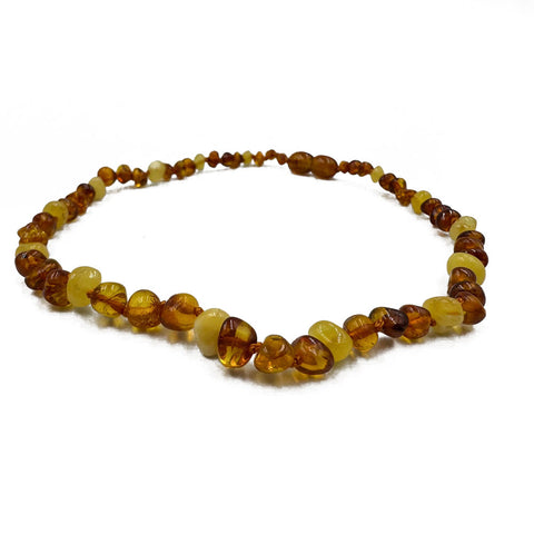 "KIDDO" Milky & Cognac Amber Baroque Beads Baby Necklace