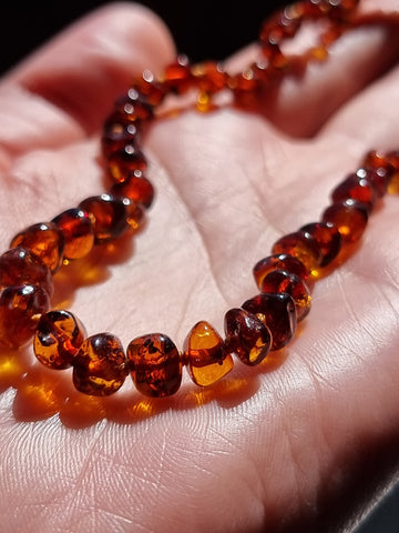 "KIDDO" Cognac Amber Baroque Beads Baby Necklace