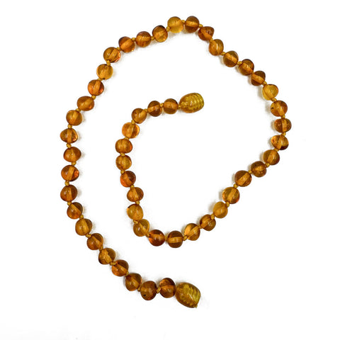"KIDDO" Cognac Amber Baroque Beads Baby Necklace