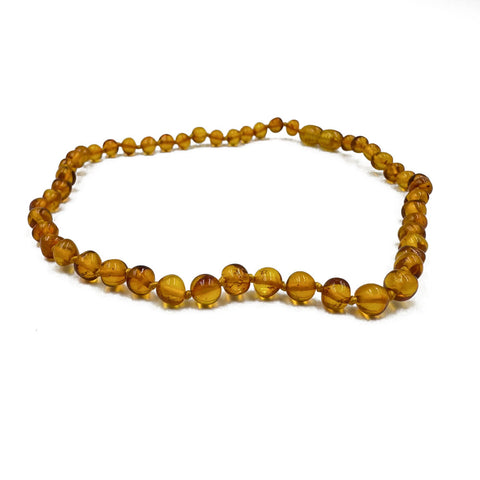 "KIDDO" Cognac Amber Baroque Beads Baby Necklace