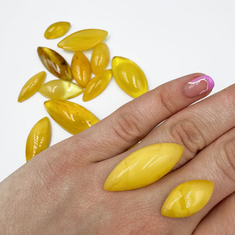 Milky Amber Marquise Shape Cabochons