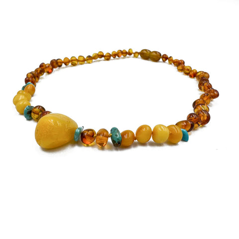 "KIDDO" Milky & Cognac Amber Baroque Beads Baby Necklace